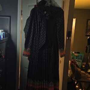 Gracia Black and Red Long Sleeve Wedding Guest Dress